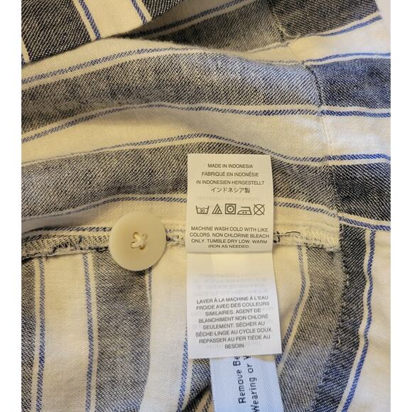 Madewell Linen Blend Button Back Dress Womens XXS Blue White Stripe Coastal - Picture 6 of 14